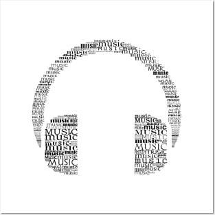 Typographic headphone Posters and Art